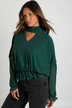 boohoo Chemisier en maille à col en V avec foulard<Femme Tops D’Automne|Tops