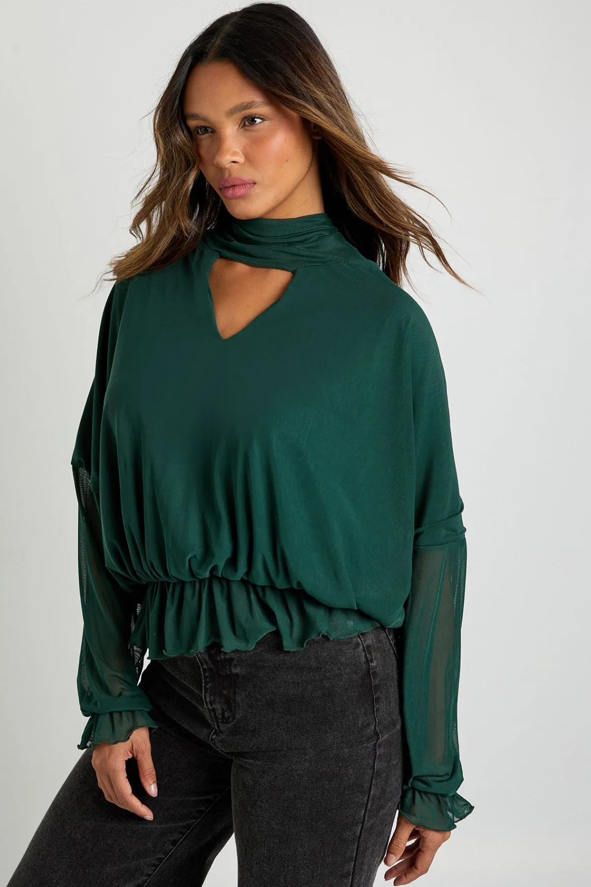 boohoo Chemisier en maille à col en V avec foulard<Femme Tops D’Automne|Tops