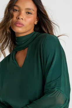 boohoo Chemisier en maille à col en V avec foulard<Femme Tops D’Automne|Tops