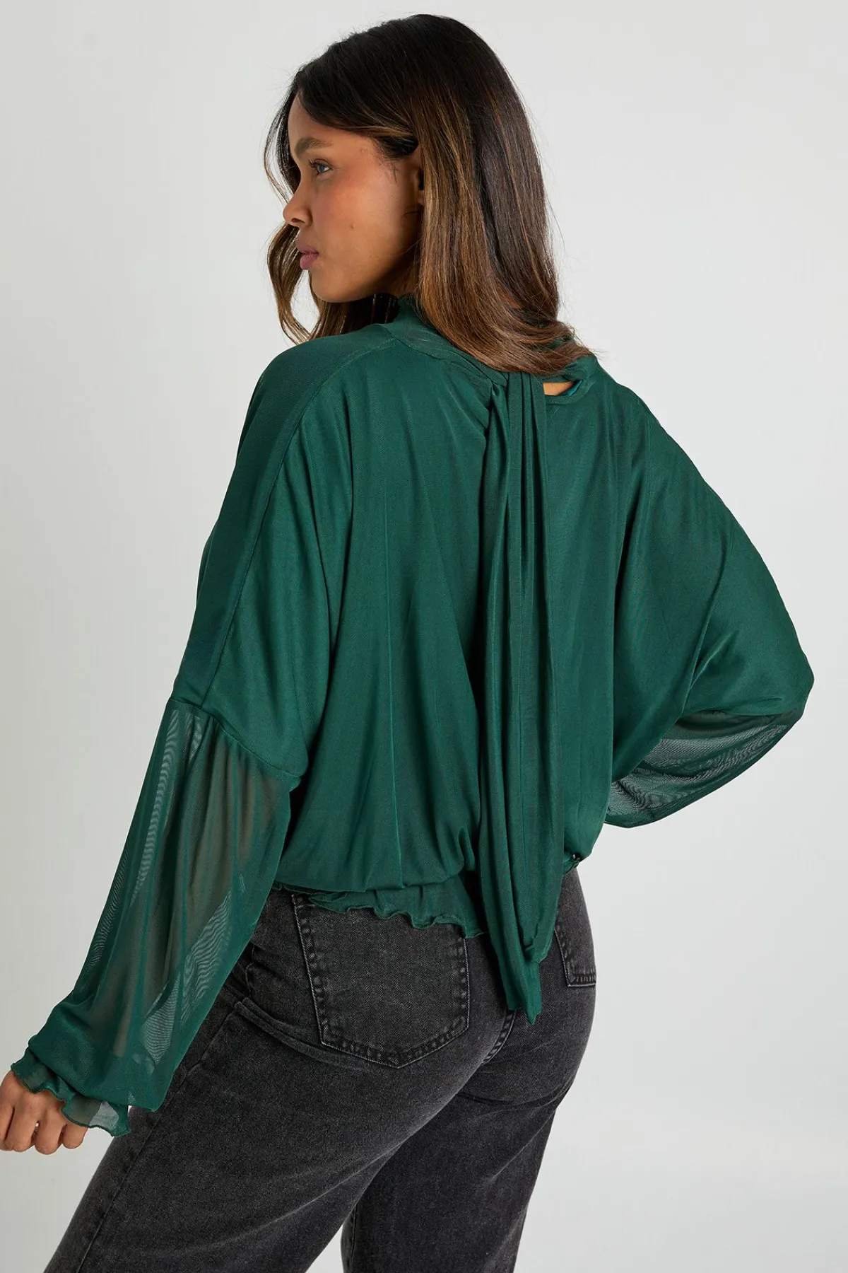 boohoo Chemisier en maille à col en V avec foulard<Femme Tops D’Automne|Tops