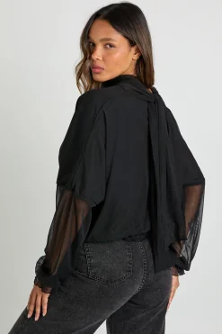 Chemisier en maille à col en V avec foulard