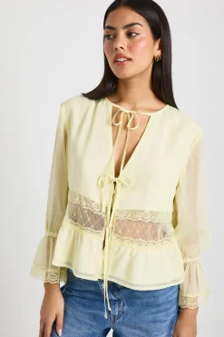 boohoo Chemisier En Mousseline Crinkle Avec Empiècement En Dentelle<Femme Satin Et Dentelle|Tops