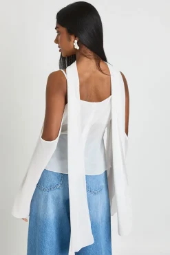 boohoo Chemisier En Mousseline À Épaules Dénudées Avec Détail Foulard<Femme Tops
