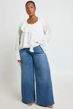 boohoo Chemisier En Mousseline À Volants Grande Taille<Femme Tops