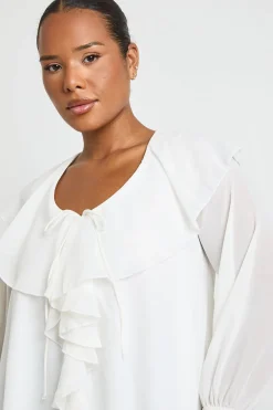 boohoo Chemisier En Mousseline À Volants Grande Taille<Femme Tops