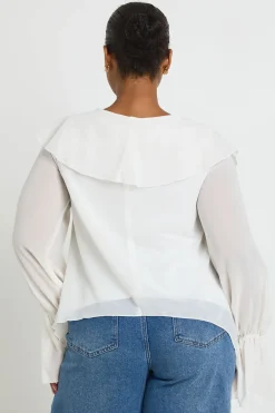 boohoo Chemisier En Mousseline À Volants Grande Taille<Femme Tops
