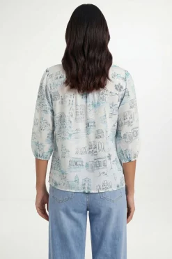 Wallis Chemisier En Organza À Imprimé Paysage Avec Détails Plissés<Femme Tops