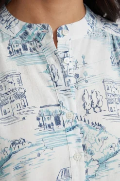 Wallis Chemisier En Organza À Imprimé Paysage Avec Détails Plissés<Femme Tops