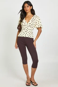 Chemisier En Satin À Pois Avec Encolure En V Et Manches Papillon