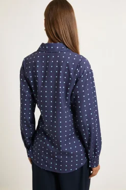 Chemisier En Satin À Pois Avec Nœud Latéral