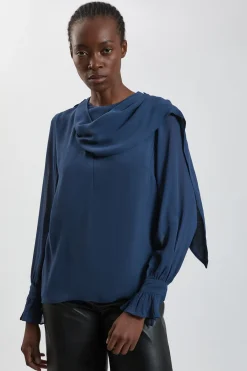 KarenMillen Chemisier En Viscose Tissée Avec Détail Foulard<Femme Tops
