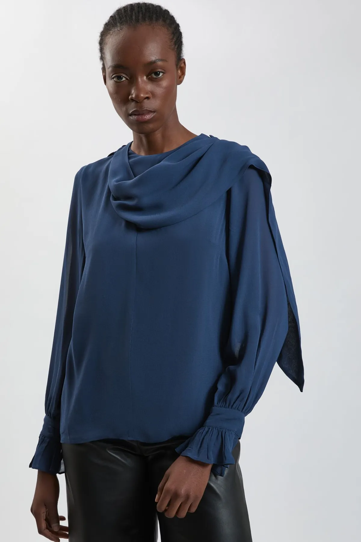 KarenMillen Chemisier En Viscose Tissée Avec Détail Foulard<Femme Tops