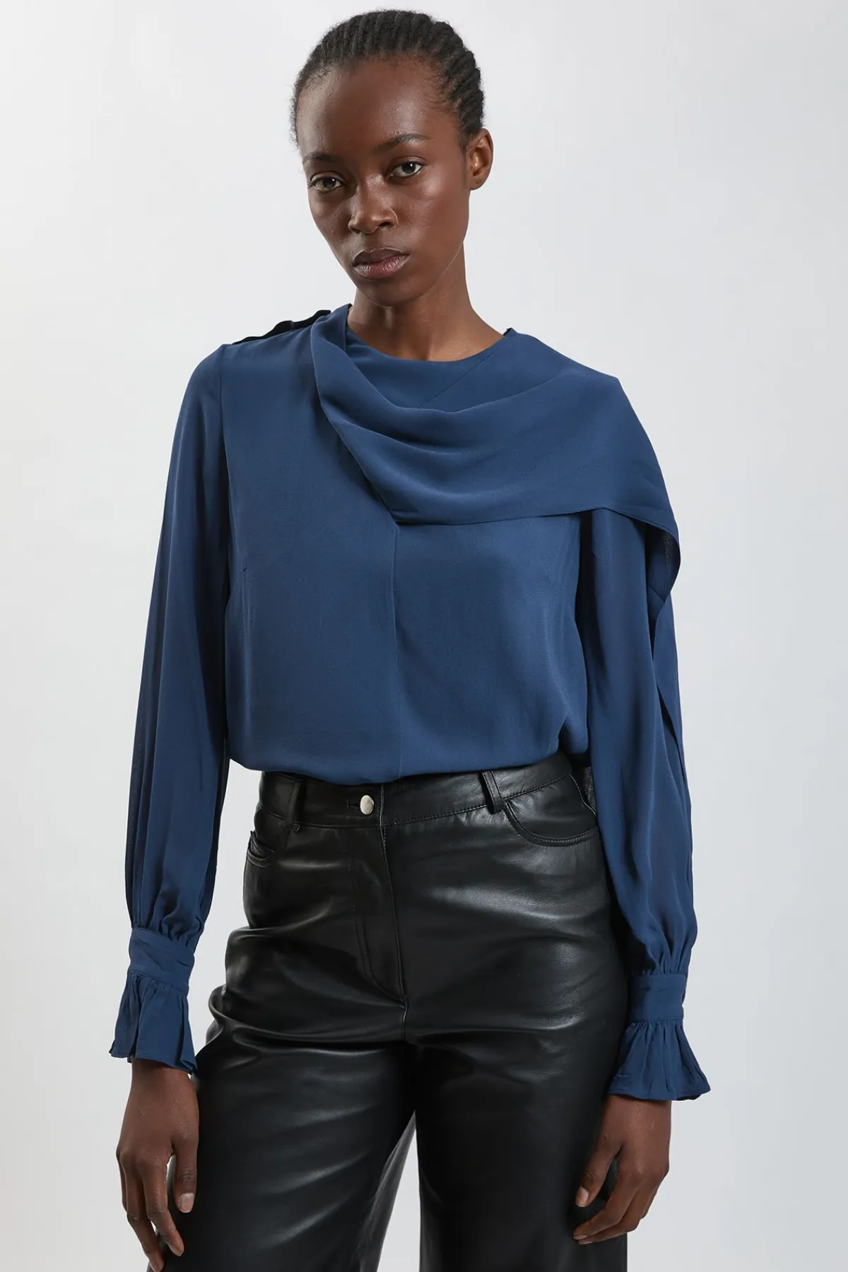 KarenMillen Chemisier En Viscose Tissée Avec Détail Foulard<Femme Tops