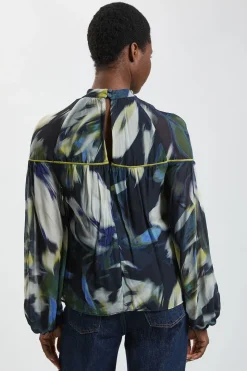 Chemisier En Viscose Tissée À Imprimé Floral Avec Col Noué