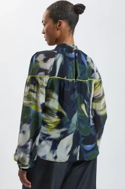 Chemisier Grande Taille En Viscose Tissée À Imprimé Floral Avec Nœud Au Col