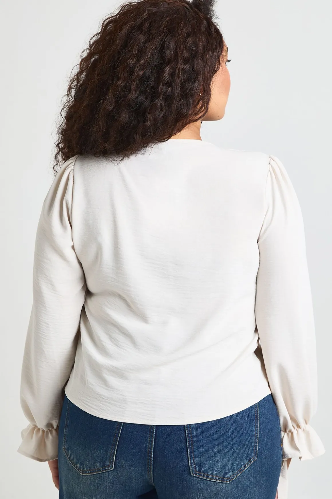 Chemisier Grande Taille À Manches Bouffantes Avec Boutons Devant