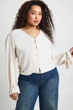 Chemisier Grande Taille À Manches Bouffantes Avec Boutons Devant