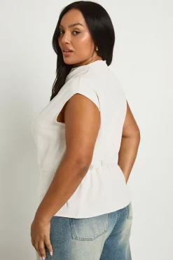 Chemisier Grande Taille À Nœud Frontal Martelé Avec Finitions Dorées