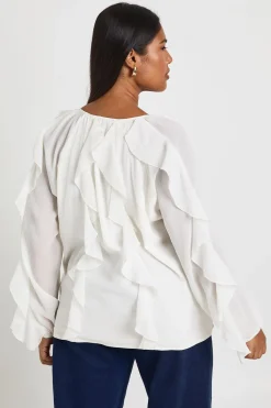 boohoo Chemisier Grande Taille À Volants Extrêmes Et Nœud Devant<Femme Tops