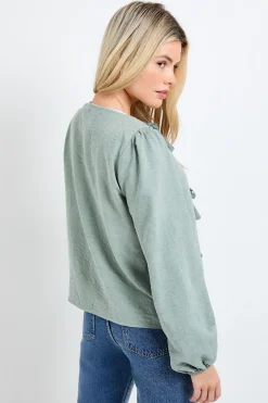 Dorothy Perkins Chemisier À Manches Ballon Et Liens Noués Devant<Femme Tops