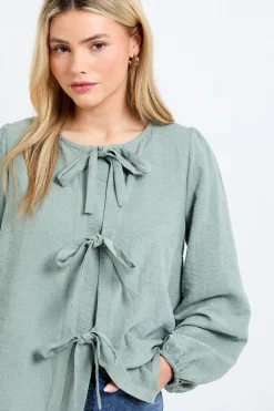 Dorothy Perkins Chemisier À Manches Ballon Et Liens Noués Devant<Femme Tops