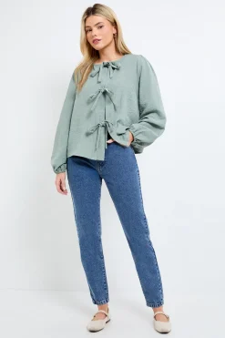 Dorothy Perkins Chemisier À Manches Ballon Et Liens Noués Devant<Femme Tops