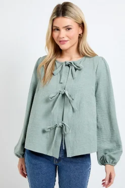 Dorothy Perkins Chemisier À Manches Ballon Et Liens Noués Devant<Femme Tops