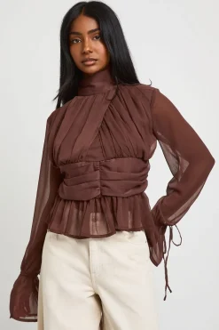 boohoo Chemisier À Manches Bouffantes Froncées<Femme Tops
