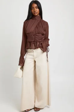 boohoo Chemisier À Manches Bouffantes Froncées<Femme Tops