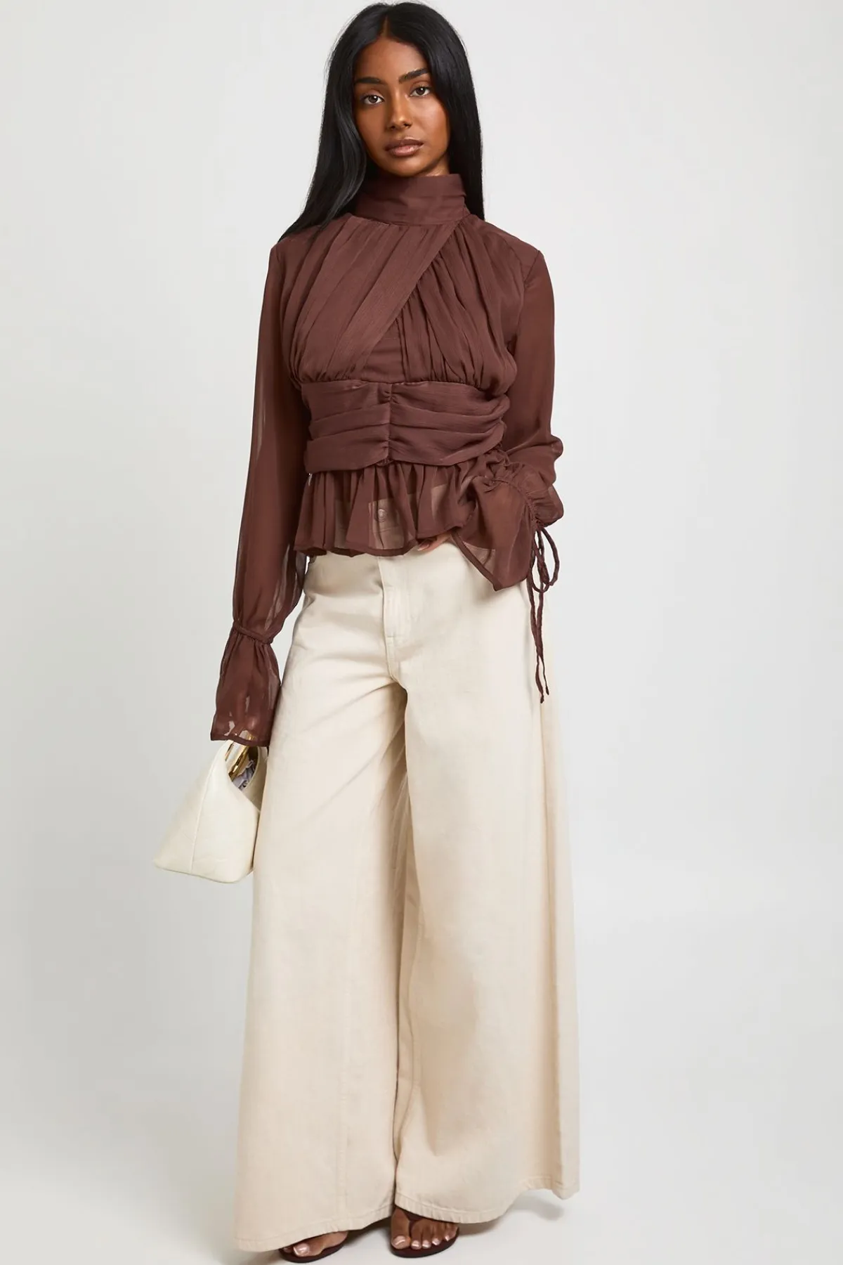 boohoo Chemisier À Manches Bouffantes Froncées<Femme Tops