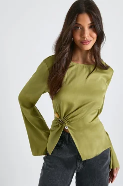 boohoo Chemisier à manches évasées avec garniture dorée<Femme Tops D’Automne|Tops