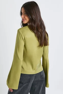 boohoo Chemisier à manches évasées avec garniture dorée<Femme Tops D’Automne|Tops