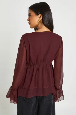 boohoo Chemisier À Manches Évasées À Volants<Femme Tops
