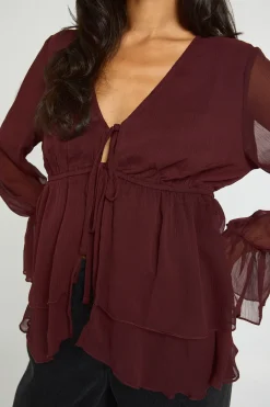boohoo Chemisier À Manches Évasées À Volants<Femme Tops