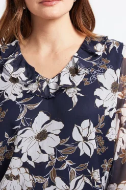 Chemisier À Motif Floral Avec Détails De Volants Et Garniture Ajourée