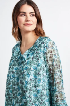 Chemisier À Motif Floral Avec Volants Et Détails Ajourés