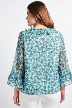 Chemisier À Motif Floral Avec Volants Et Détails Ajourés