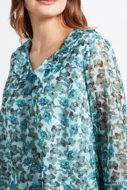 Chemisier À Motif Floral Avec Volants Et Détails Ajourés