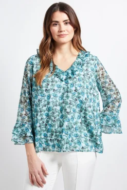 Chemisier À Motif Floral Avec Volants Et Détails Ajourés