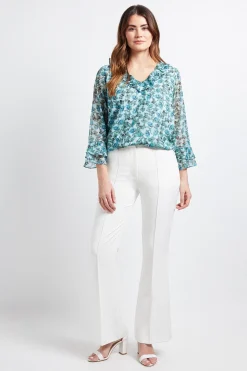 Chemisier À Motif Floral Avec Volants Et Détails Ajourés