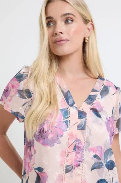Wallis Chemisier Petite Avec Dentelle Dévorée Florale Et Insert<Femme Satin Et Dentelle|Tops
