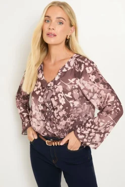 Wallis Chemisier Petite À Col En V Avec Détails De Volants Floraux<Femme Looks Chocolat|Tops D’Automne