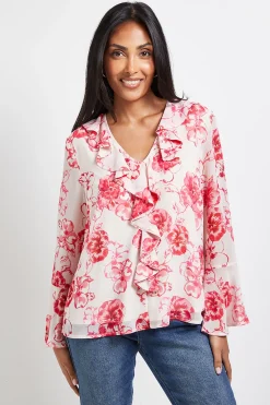 Wallis Chemisier Petite À Imprimé Fleuri Avec Détails À Volants<Femme Tops