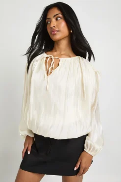 boohoo Chemisier plissé à col noué<Femme Tops