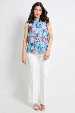 Chemisier Sans Manches En Organza Fleuri