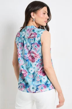 Chemisier Sans Manches En Organza Fleuri