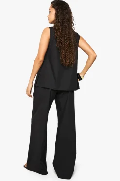 boohoo Chemisier sans manches en popeline et pantalon coordonné à jambes larges<Femme Pantalons|Ensembles