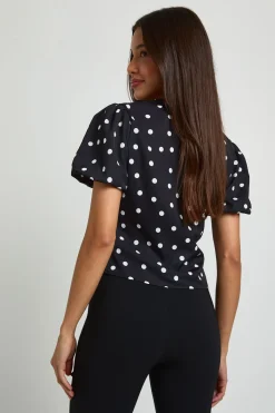 boohoo Chemisier Satiné À Pois Avec Manches Bouffantes<Femme Pois|Satin Et Dentelle