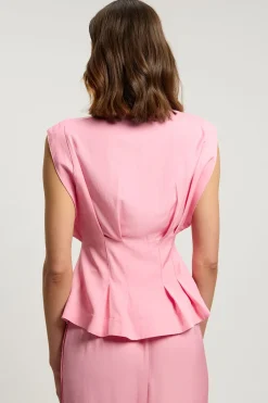 KarenMillen Chemisier tissé en viscose et lin de qualité supérieure avec surpiqûres et détail de couture à la taille<Femme Ensembles|Tops