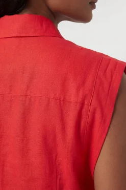 KarenMillen Chemisier Tissé Haut De Gamme En Viscose Lin Avec Surpiqûres Et Détail De Couture À La Taille<Femme Ensembles|Tops